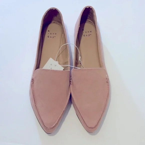 NWT A New Day Micah Pink Suede Pointed Loafers - Picture 5 of 7